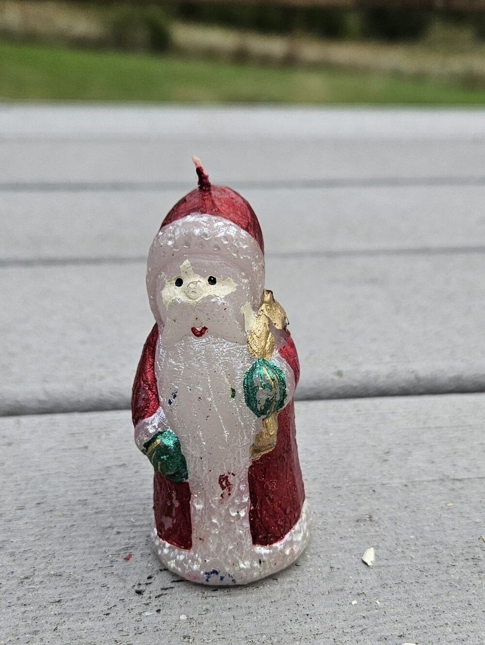 Vintage Santa Claus Candle Christmas Figural Retro Glitter Mica Holiday Decor 3"